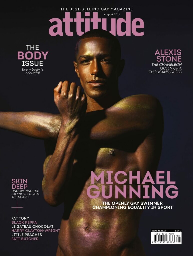 Michael Gunning on the cover of Attitude magazine