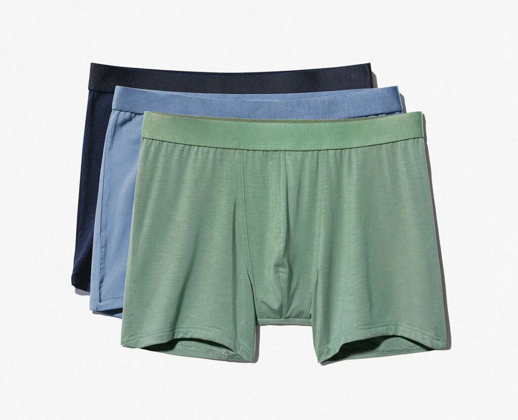 3 set of boxer briefs in sage green, steel blue and dark navy