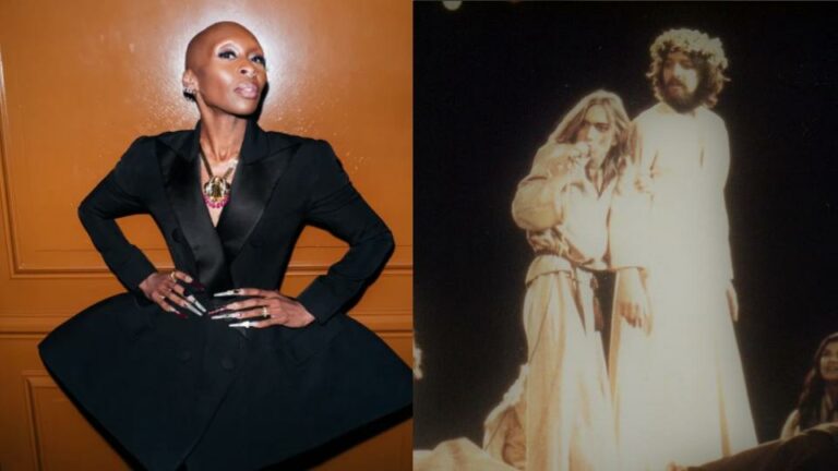 Cynthia Erivo and two actors in a 1972 production of Jesus Christ Superstar