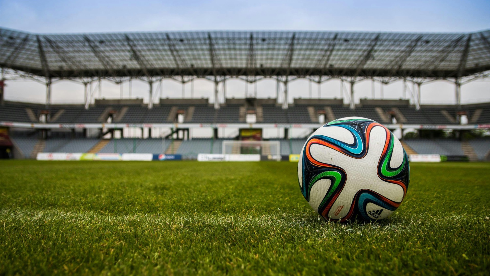 A football on a football field