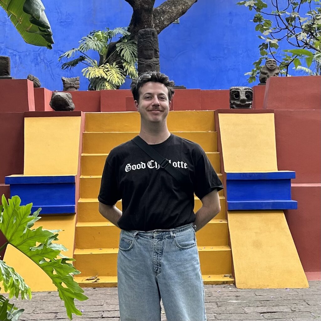 Gary Grimes against a colourful backdrop in Mexico