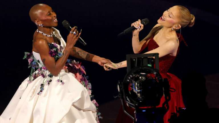 Cynthia Erivo and Ariana Grande perform onstage during the 97th Annual Oscars at Dolby Theatre on March 02, 2025 in Hollywood, California.