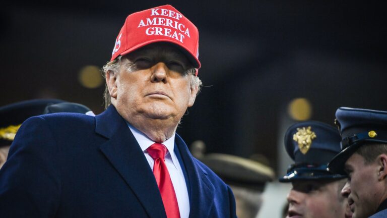 Donald Trump in a Make America Great Again hat